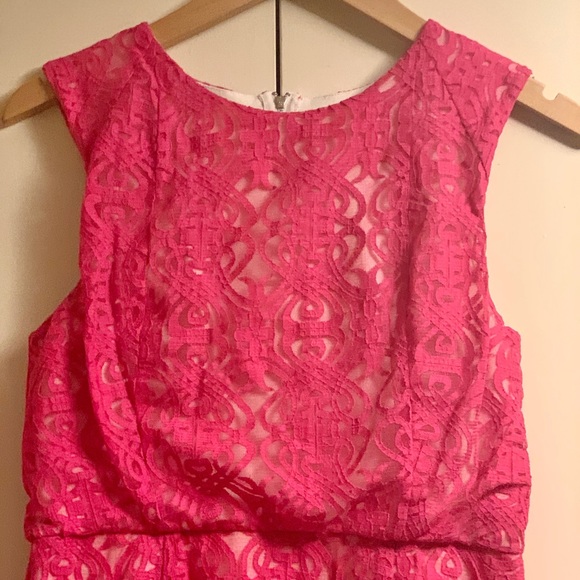 Talulah Scrolling Lace Dress, Hot Pink, Medium - Picture 4 of 11